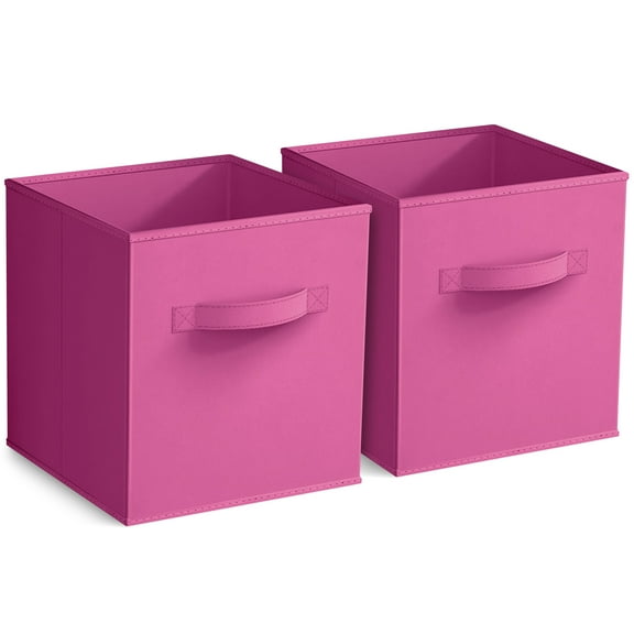 Sorbus 11" Foldable Fabric Storage Cube Bin, Pink (2 pack)