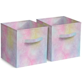 Sorbus 11" Foldable Fabric Storage Cube Bin, Rainbow Sparkle (2 pack)