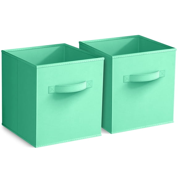 Sorbus 11" Foldable Fabric Storage Cube Bin, Teal (2 pack)