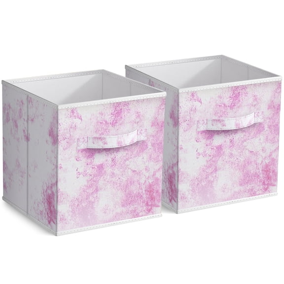 Sorbus 11" Foldable Fabric Storage Cube Bin, Watercolor Pink (2 pack)