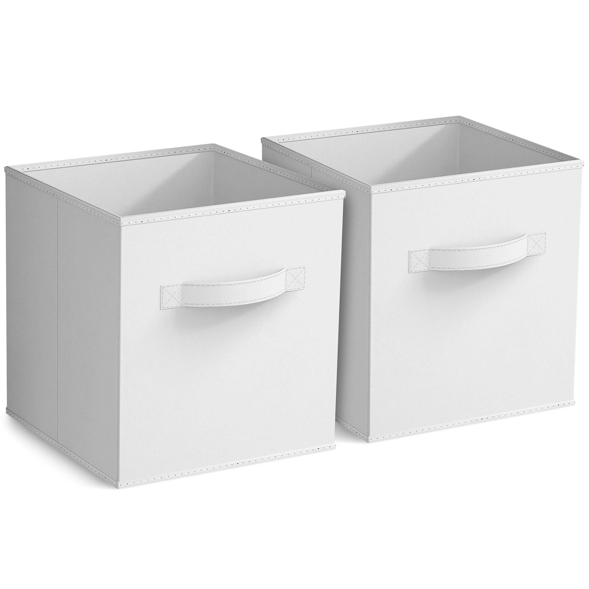Sorbus 11" Foldable Fabric Storage Cube Bin, White (2 pack)
