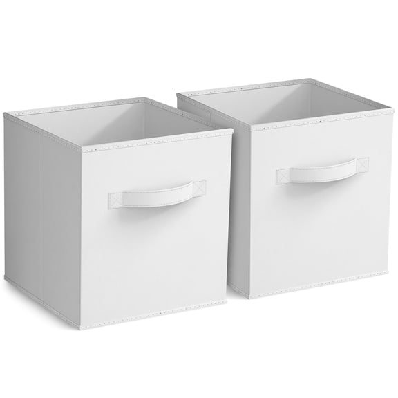 Sorbus 11" Foldable Fabric Storage Cube Bin, White (2 pack)