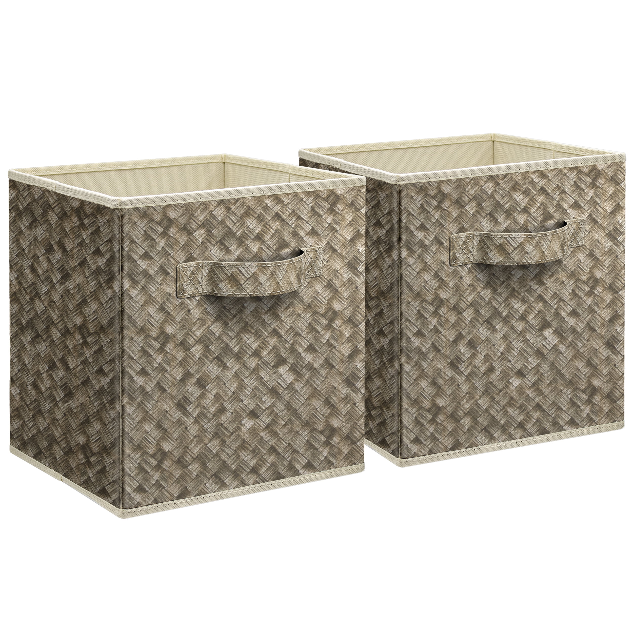 Sorbus 11" Foldable Fabric Storage Cube Bin, Woven Beige (2 pack)