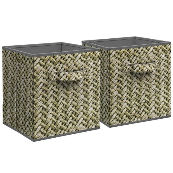 Sorbus 11" Foldable Fabric Storage Cube Bin, Woven Gray (2 pack)