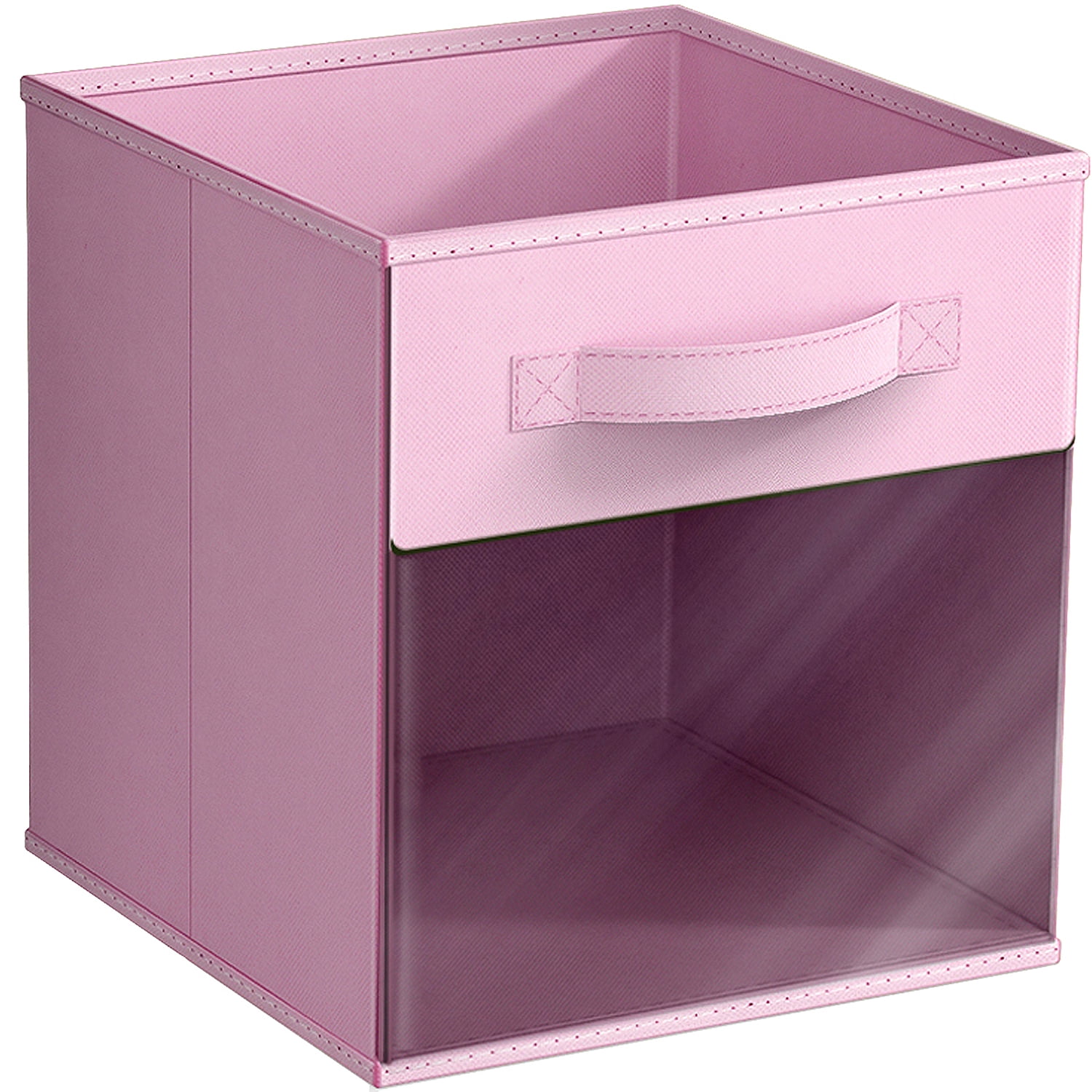 Sorbus 11" Foldable Fabric Storage Cube Bin with Window, Pastel Pink