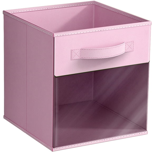 Sorbus 11" Foldable Fabric Storage Cube Bin with Window, Pastel Pink