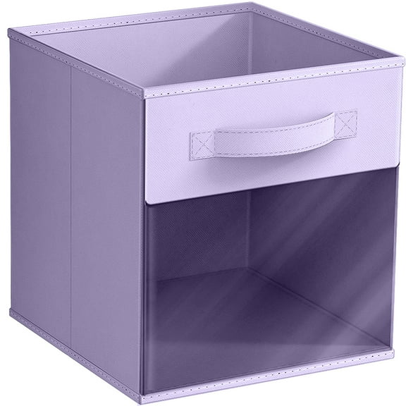 Sorbus 11" Foldable Fabric Storage Cube Bin with Window, Pastel Purple