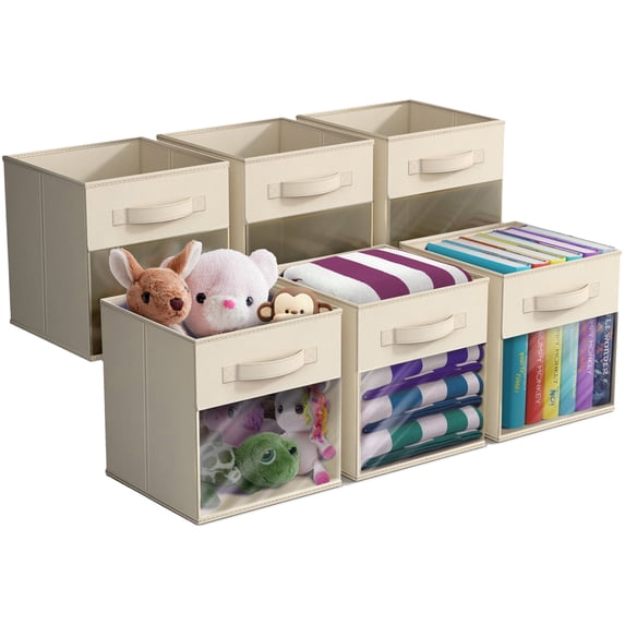Sorbus 11” Foldable Storage Bins with Clear Window – Set of 6 ...