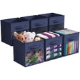 thumbnail image 1 of Sorbus 11” Foldable Storage Bins with Clear Window – Set of 6 Collapsible Fabric Baskets with Handles for Clothes, Toys, Books – Sturdy Organizer Cubes for Shelves & Closets, Navy Blue, 1 of 6