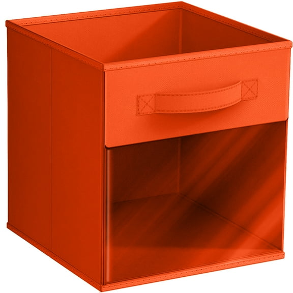 Sorbus 11 Inch Collapsible Fabric Storage Bin with Clear Window, Orange