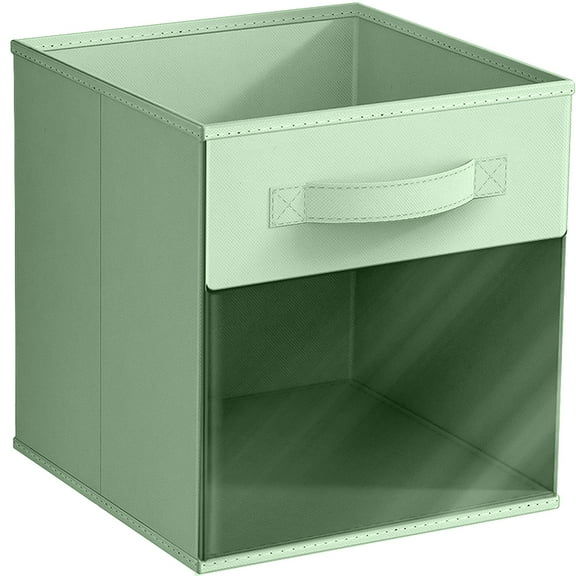 Sorbus 11 Inch Collapsible Fabric Storage Bin with Clear Window, Pastel Green