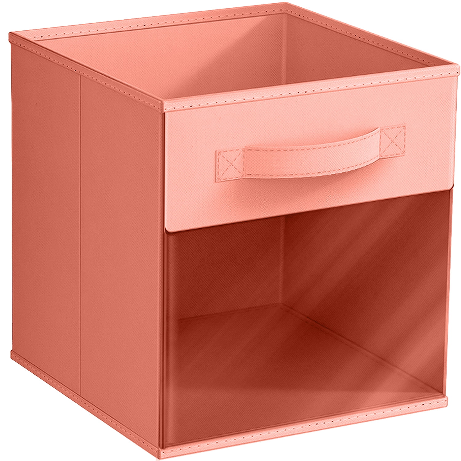 Sorbus 11 Inch Collapsible Fabric Storage Bin with Clear Window, Pastel Orange