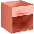 thumbnail image 1 of Sorbus 11 Inch Collapsible Fabric Storage Bin with Clear Window, Pastel Orange, 1 of 6