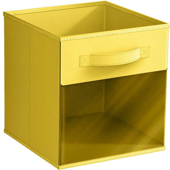 Sorbus 11 Inch Collapsible Fabric Storage Bin with Clear Window, Pastel Yellow