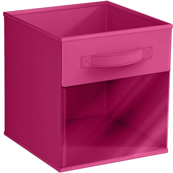 Sorbus 11 Inch Collapsible Fabric Storage Bin with Clear Window, Pink