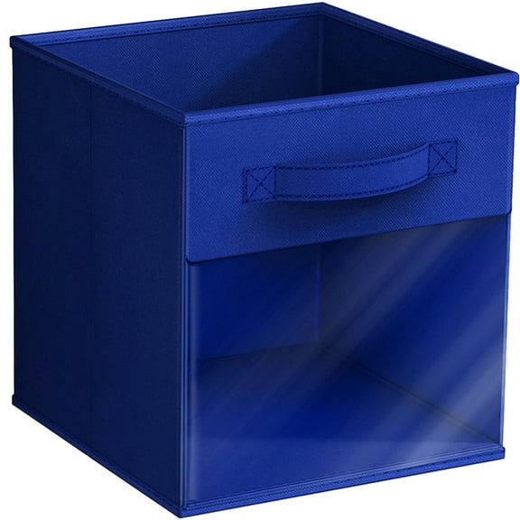 Sorbus 11 Inch Collapsible Fabric Storage Bin with Clear Window, Royal Blue