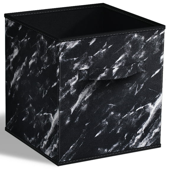 Sorbus 11" Marble Print Foldable Fabric Storage Cube Bin, Black