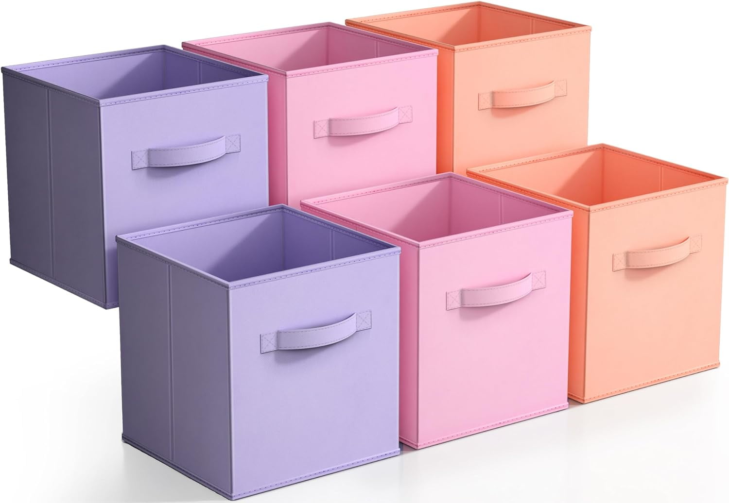 Sorbus 11" Storage Cube Bins (6-Pack) for Kid's Nursery, Playroom, Home Organization - Pink, Orange, Purple