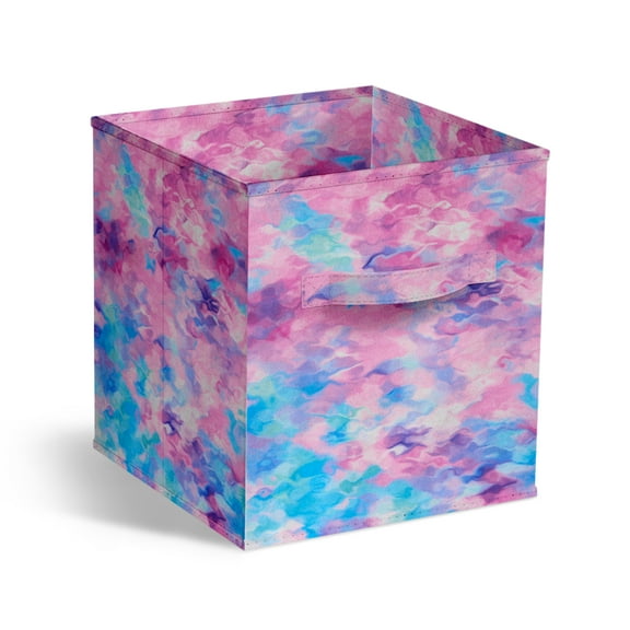 Sorbus 11" Tie-Dye Foldable Fabric Storage Cube Bin, Blue Purple