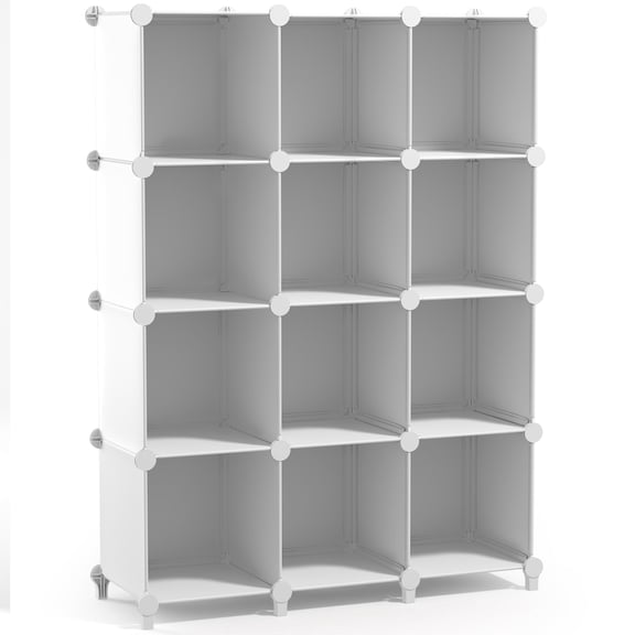 Sorbus 12 Cube Storage Shelf Organizer, Waterproof Cubby for Closet or Bedroom, White