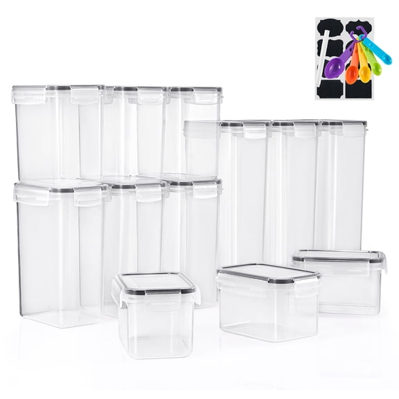 Sorbus 12 Pack Airtight Food Storage Containers with Labels, Marker & Measuring Spoons Set