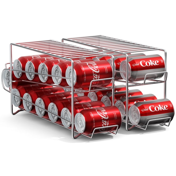Sorbus 12 Soda Can Rack Beverage Dispenser and Organizer, Silver (2pk)