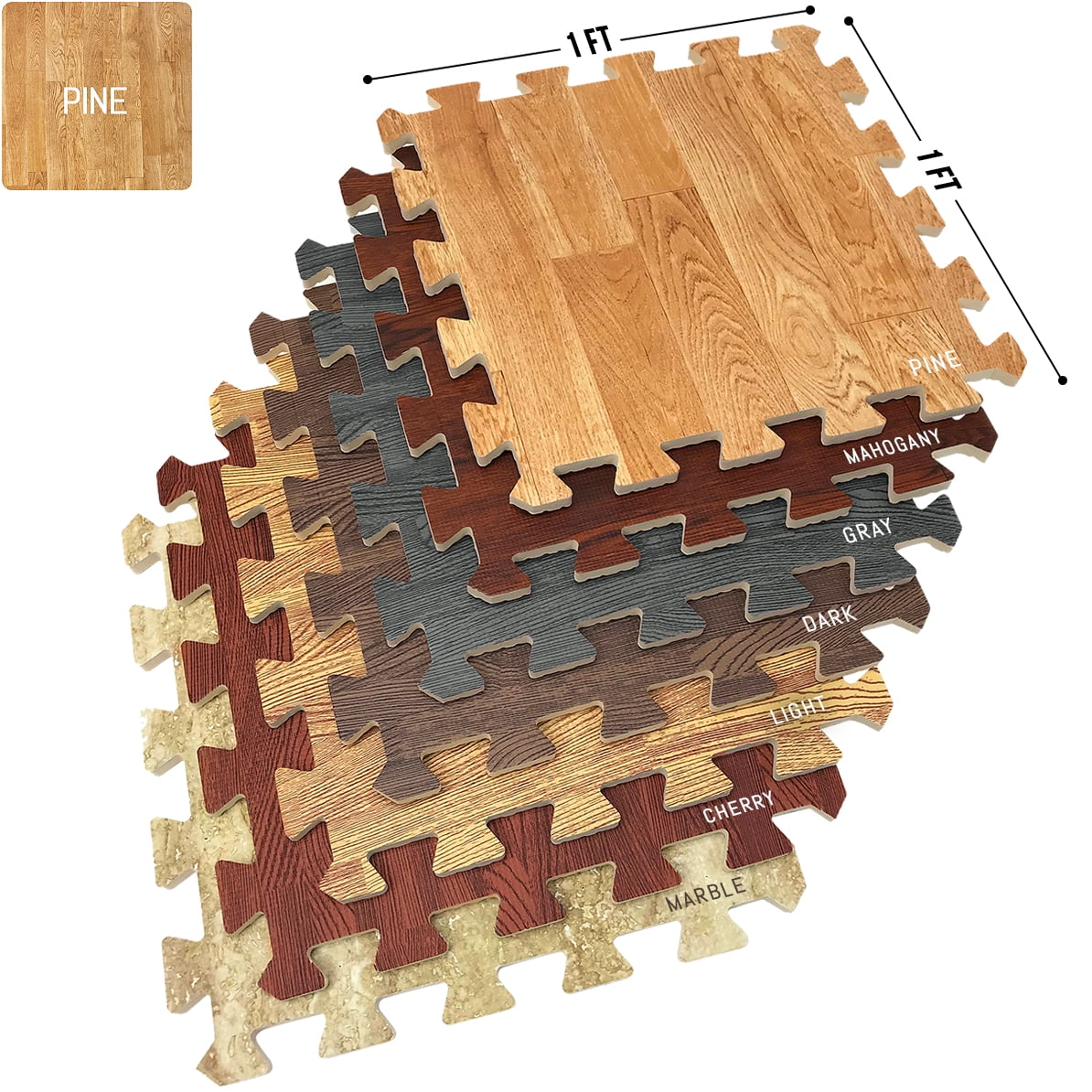 Sorbus 12" x 12" Pine Foam Interlocking Floor Mats, 16 Piece