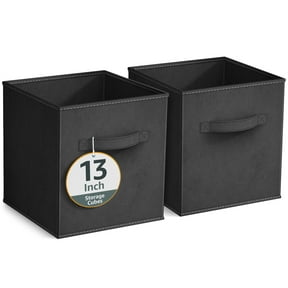 Sorbus 13" Foldable Fabric Storage Cube Bin, Black (2 pack)
