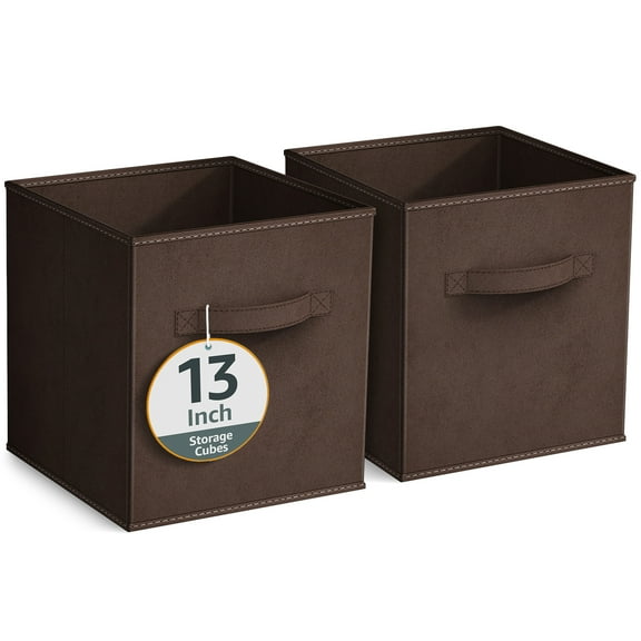 Sorbus 13" Foldable Fabric Storage Cube Bin, Chocolate (2 pack)
