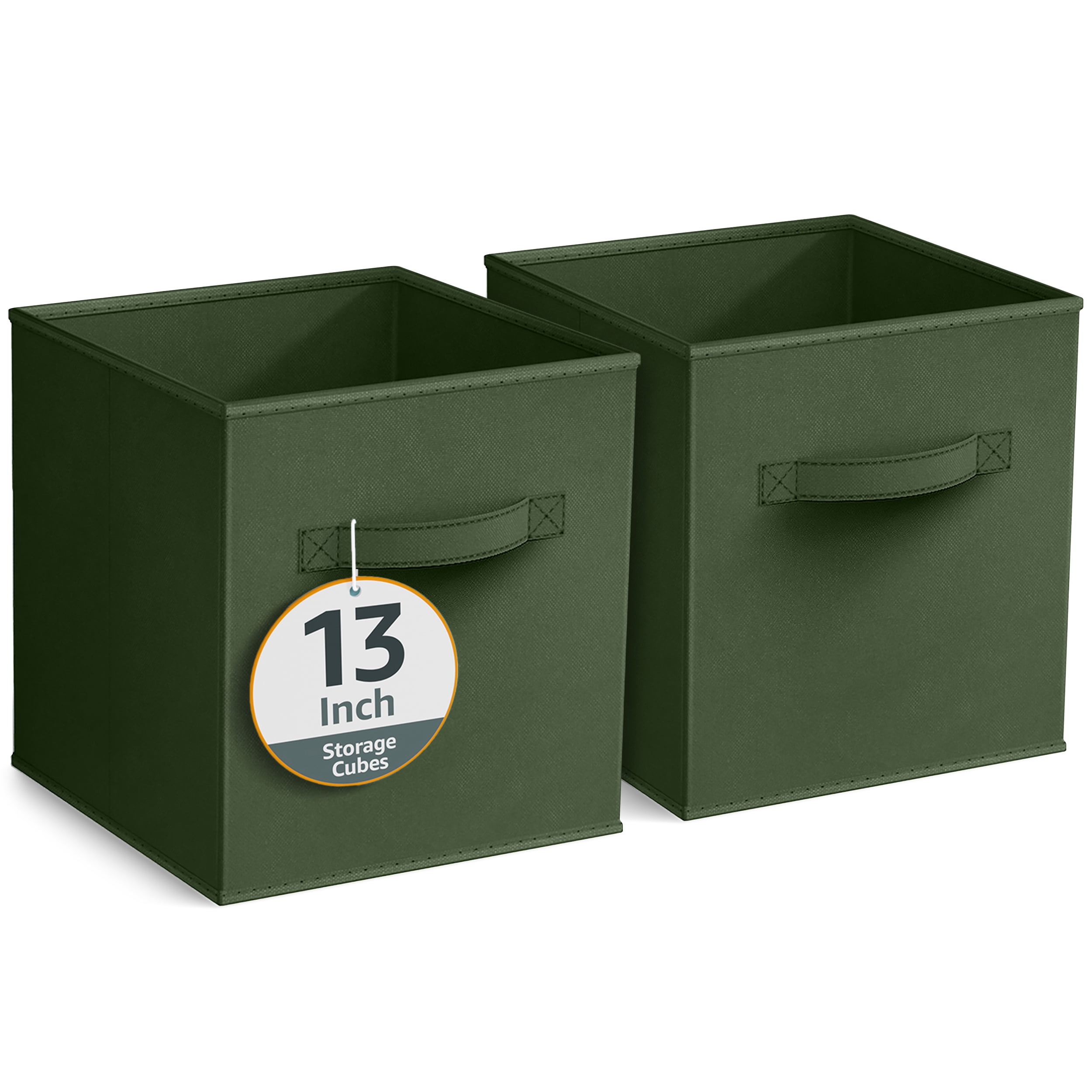 Sorbus 13" Foldable Fabric Storage Cube Bin, Dark Green (2 pack)
