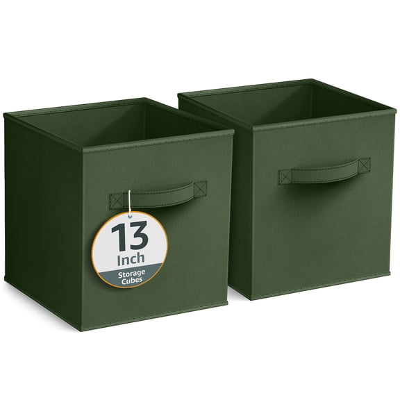 Sorbus 13" Foldable Fabric Storage Cube Bin, Dark Green (2 pack)