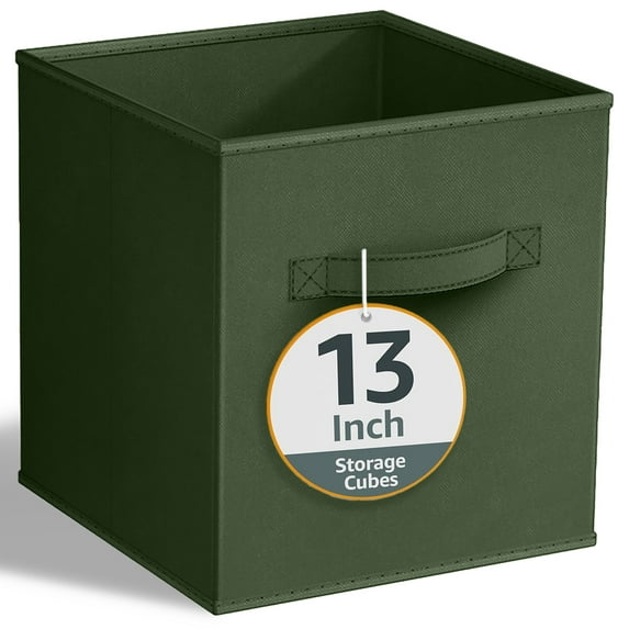 Sorbus 13" Foldable Fabric Storage Cube Bin, Dark Green