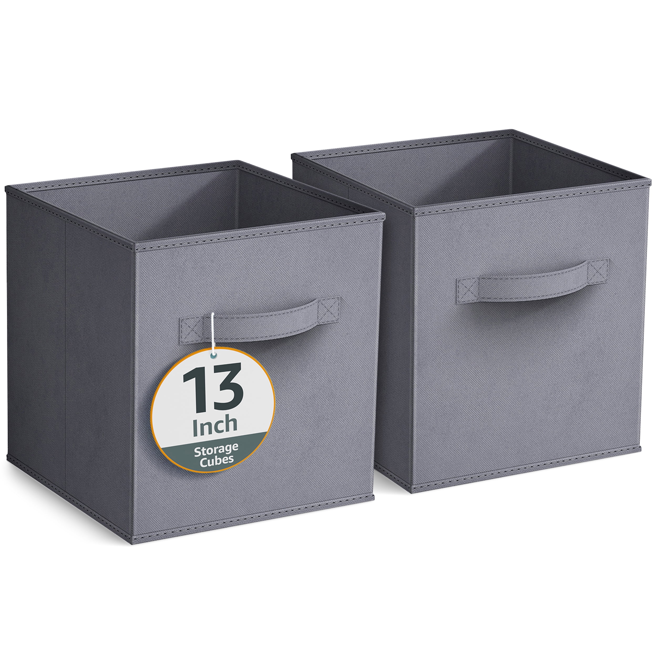 Sorbus 13" Foldable Fabric Storage Cube Bin, Gray (2 pack)