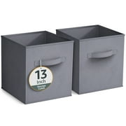 Sorbus 13" Foldable Fabric Storage Cube Bin, Gray (2 pack)