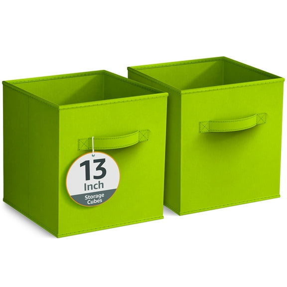 Sorbus 13" Foldable Fabric Storage Cube Bin, Green (2 pack)