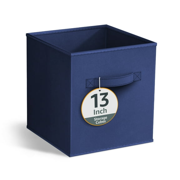 Sorbus 13" Foldable Fabric Storage Cube Bin, Navy Blue