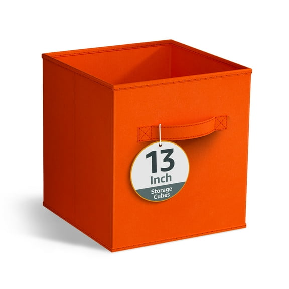 Sorbus 13" Foldable Fabric Storage Cube Bin, Orange