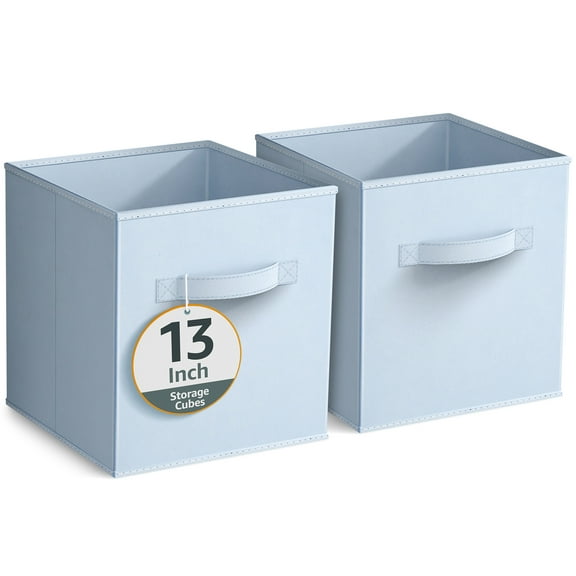 Sorbus 13" Foldable Fabric Storage Cube Bin, Pastel Blue (2 pack)