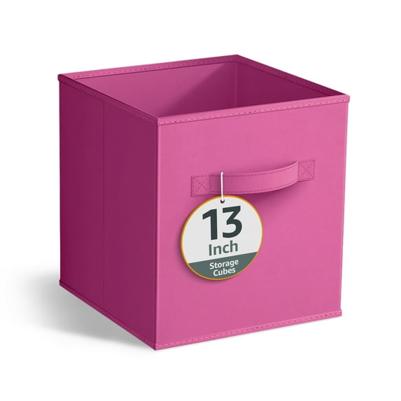 Sorbus 13" Foldable Fabric Storage Cube Bin, Pink