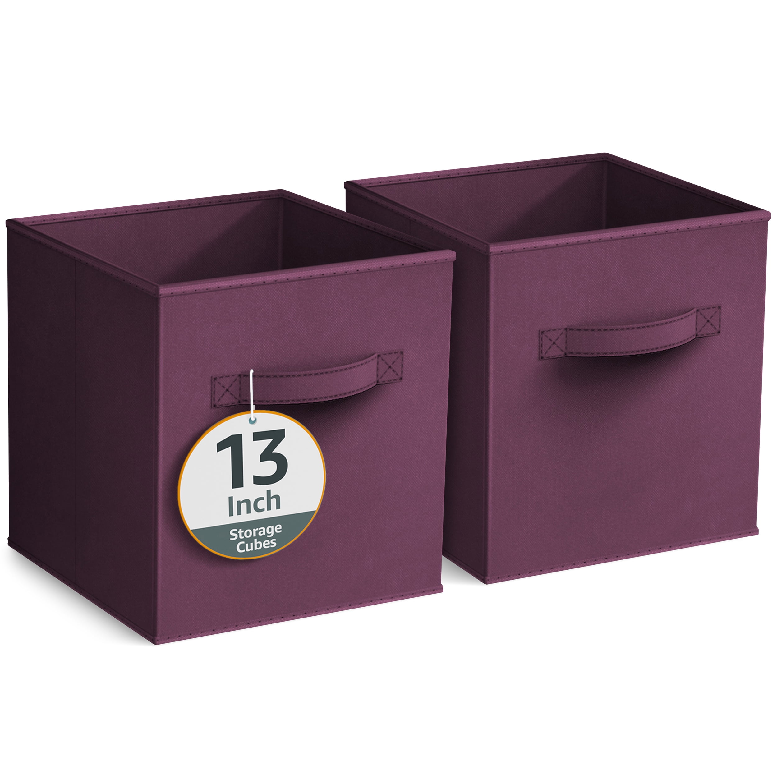 Sorbus 13" Foldable Fabric Storage Cube Bin, Purple (2 pack)