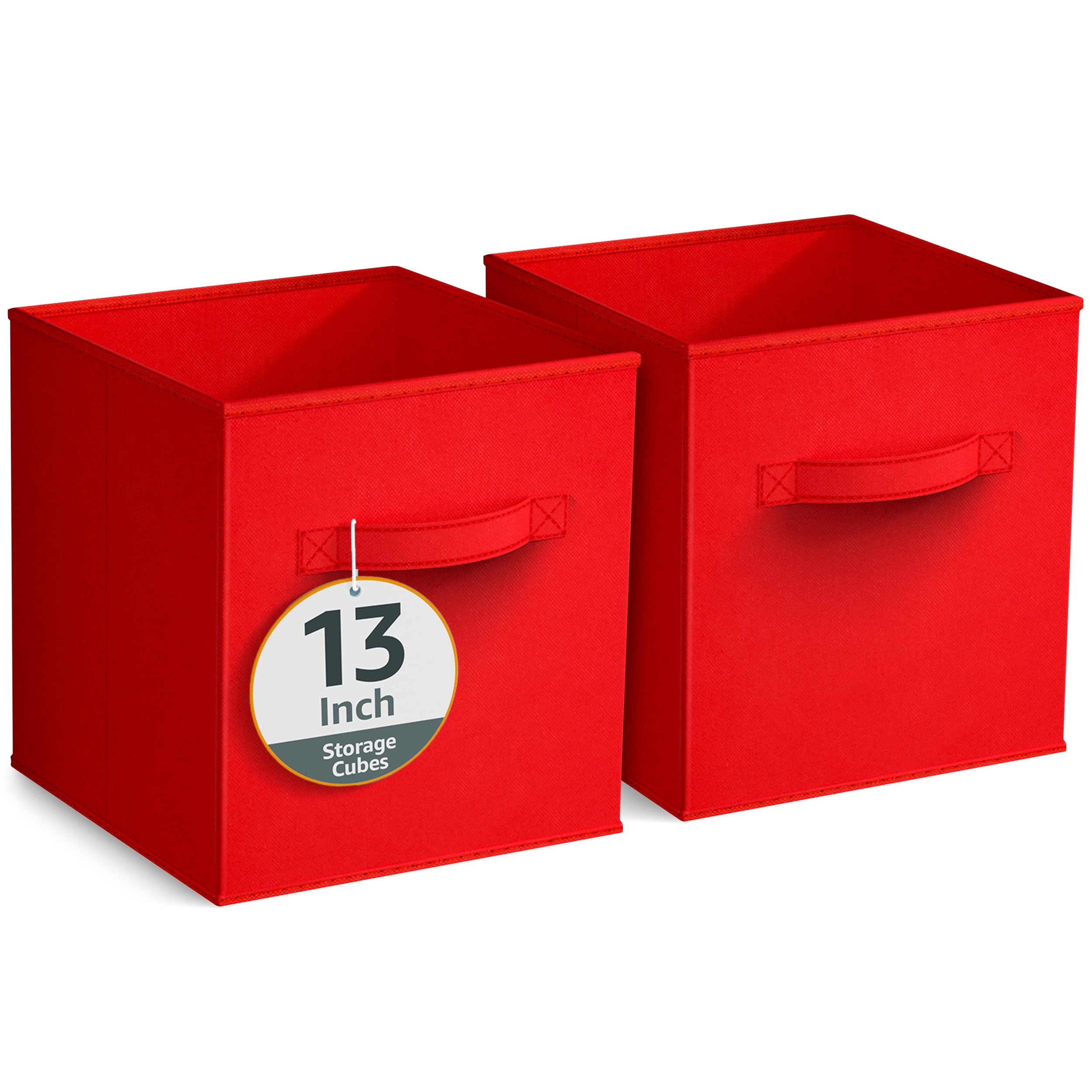 Sorbus 13" Foldable Fabric Storage Cube Bin, Red (2 pack)