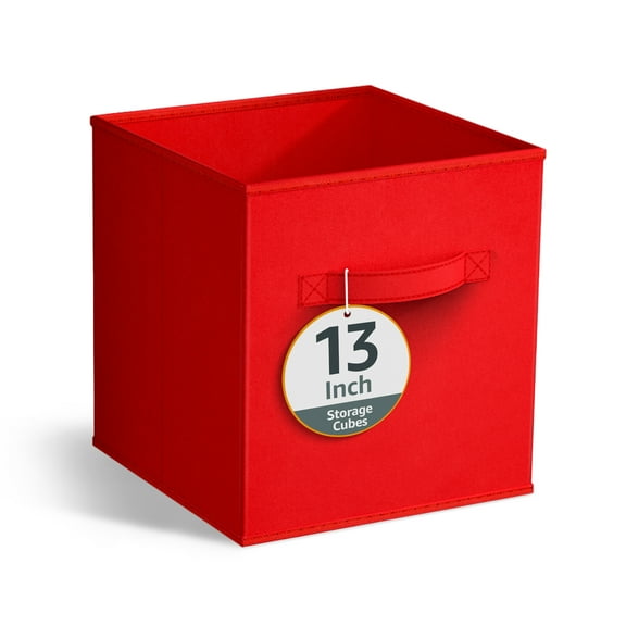 Sorbus 13" Foldable Fabric Storage Cube Bin, Red