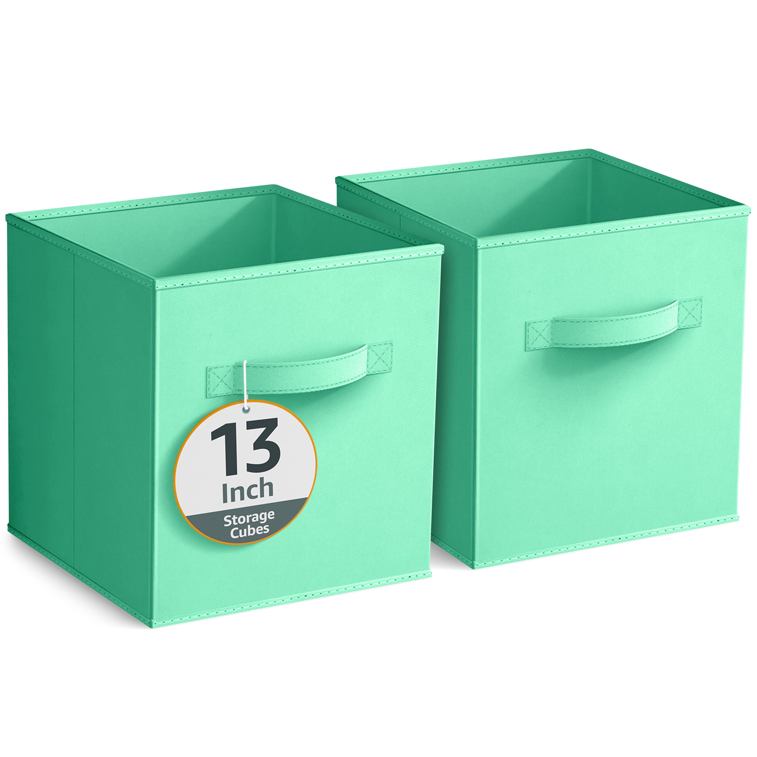 Sorbus 13" Foldable Fabric Storage Cube Bin, Teal (2 pack)