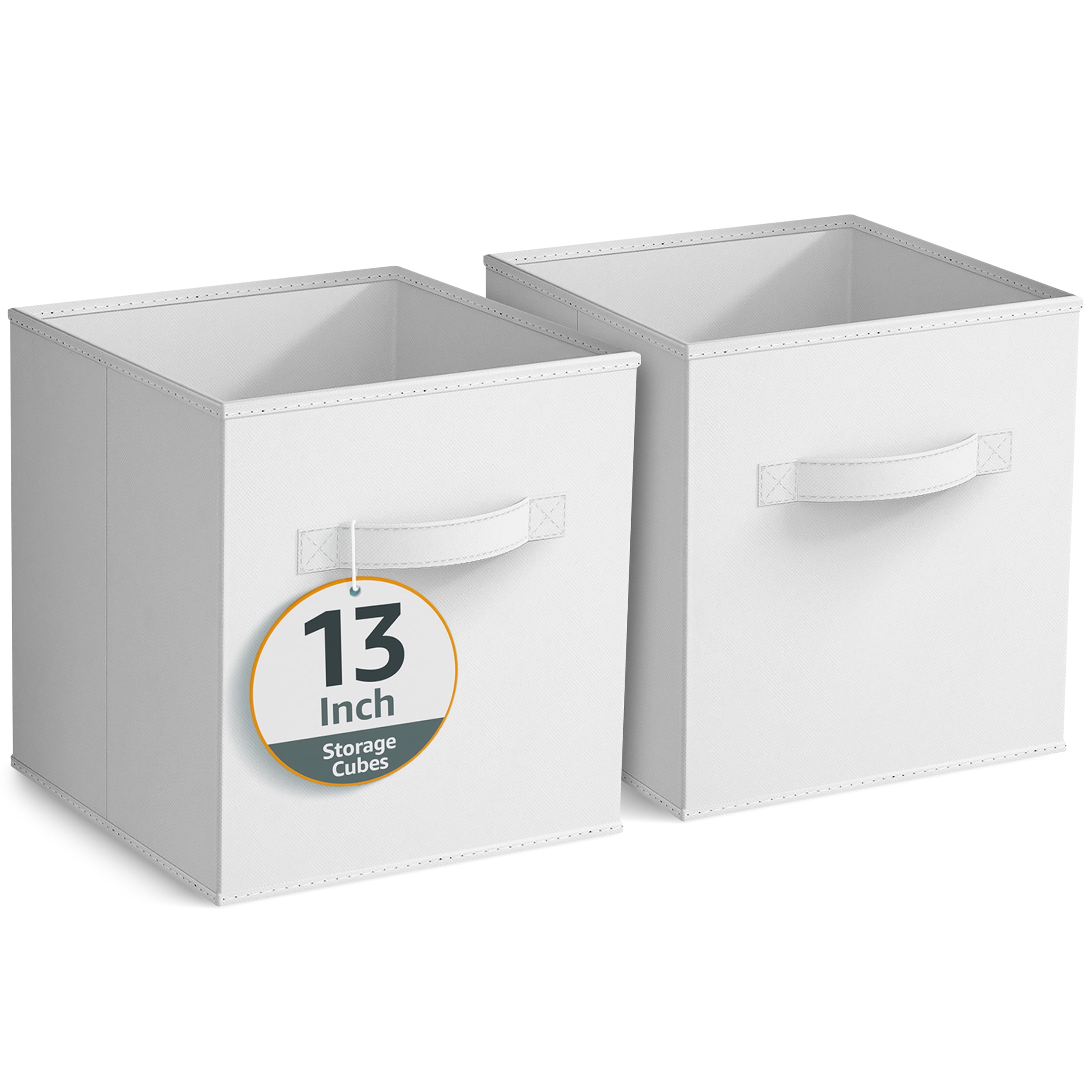 Sorbus 13" Foldable Fabric Storage Cube Bin, White (2 pack)