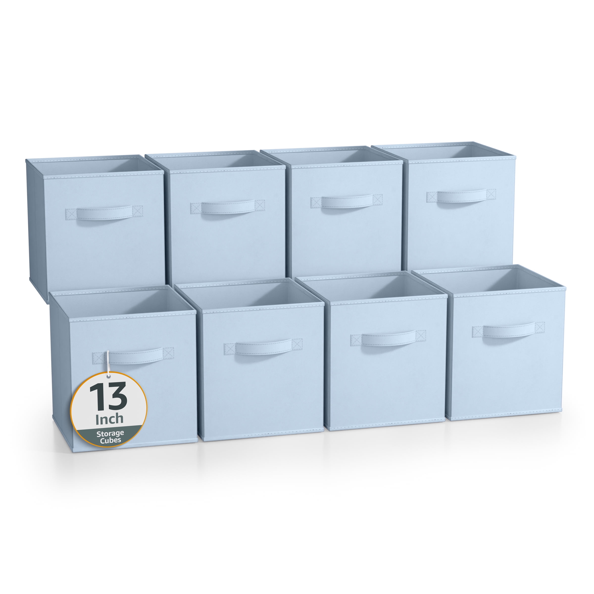 Sorbus 13 Inch Collapsible Fabric Storage Cubes, 8 Foldable Baskets for Organizing for Closet, Shelves, Clothes, Toys, Books, Pastel Blue