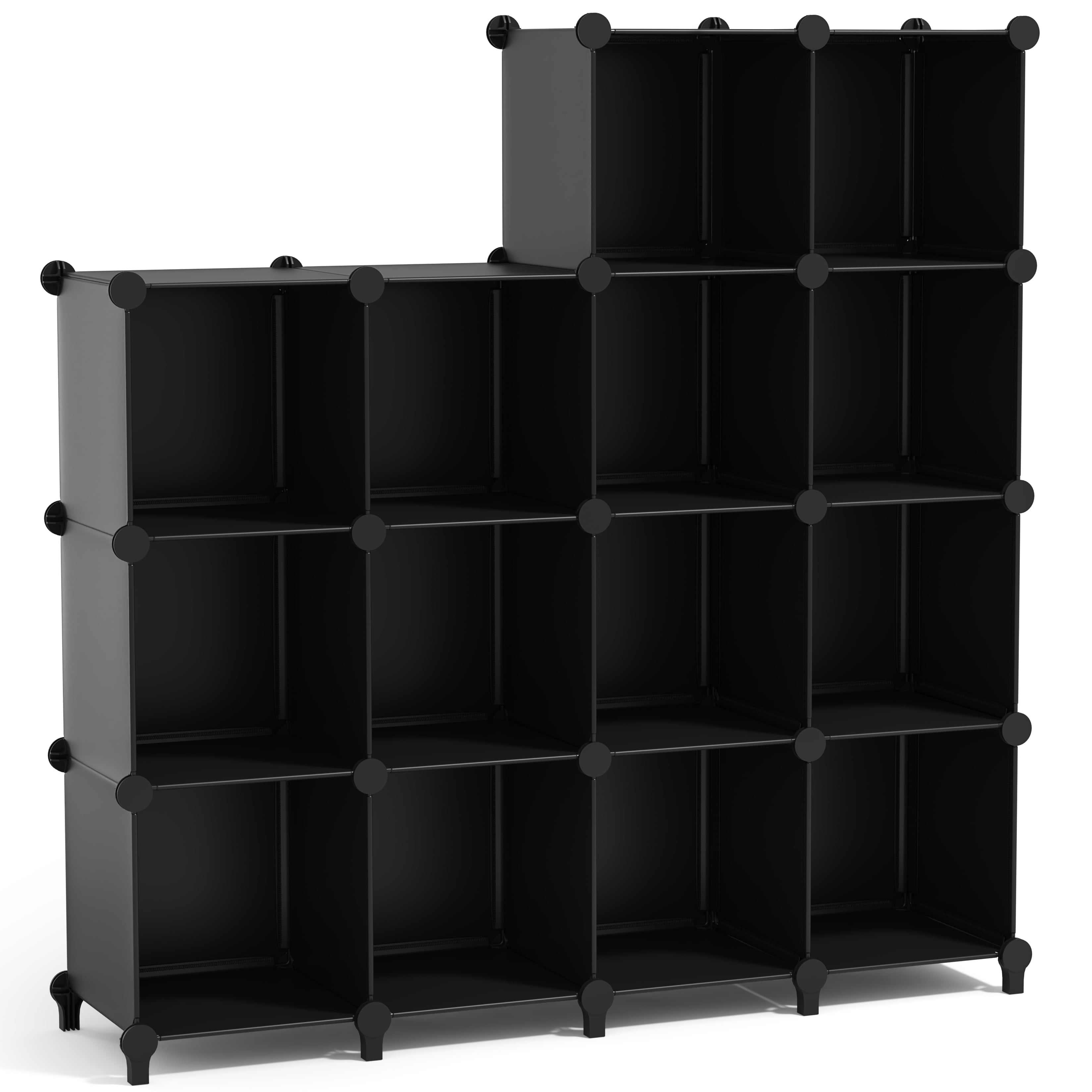 Sorbus 14-Cube Storage Organizer, Waterproof Cubby Shelf for Closet & Bedroom, Black