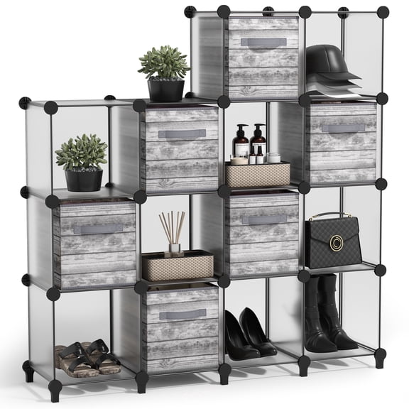 Sorbus 14 Cube Storage Shelf Organizer, Waterproof Cubby for Closet or Bedroom, Clear