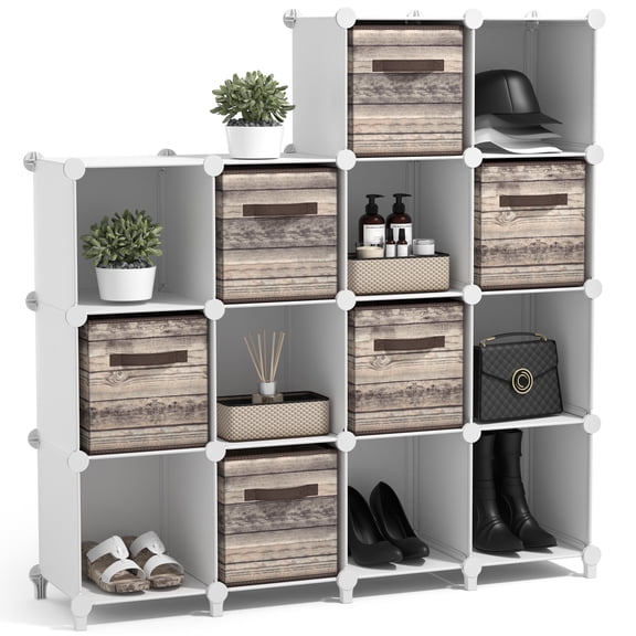 Sorbus 14 Cube Storage Shelf Organizer, Waterproof Cubby for Closet or Bedroom, White