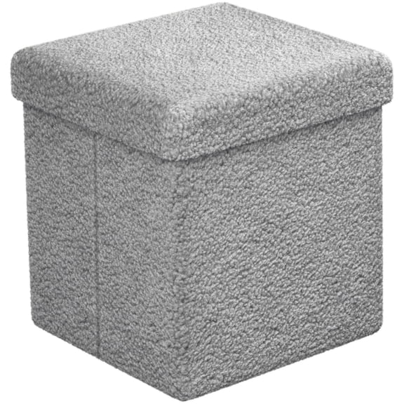 Sorbus 15 Inch Teddy Fabric Foldable Storage Ottoman Cube, Gray - Foot Rest, Storage Stool