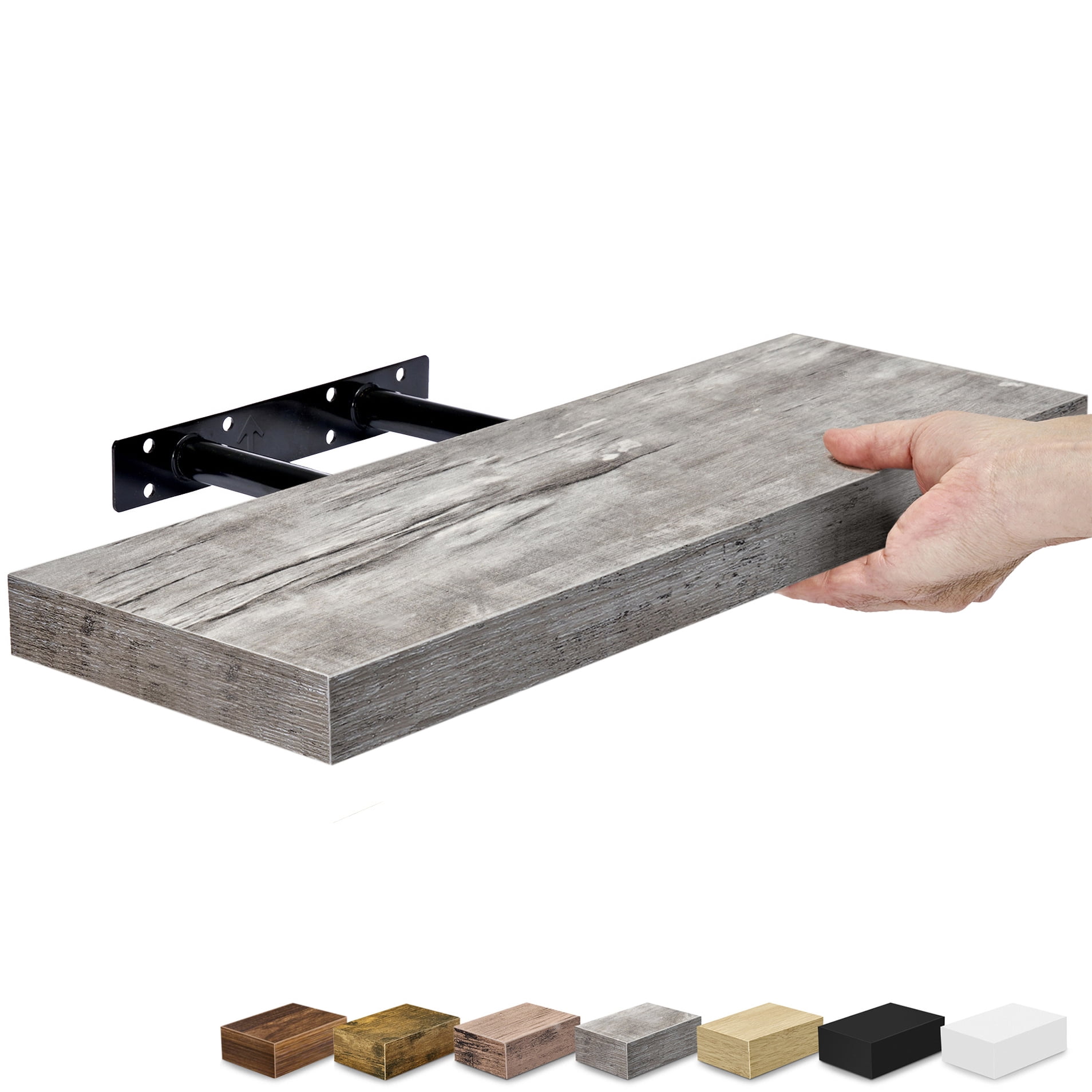 Sorbus 16.25" Floating Wall Shelf, Graywood, Invisible Brackets, Bathroom, Bedroom & Home Decor